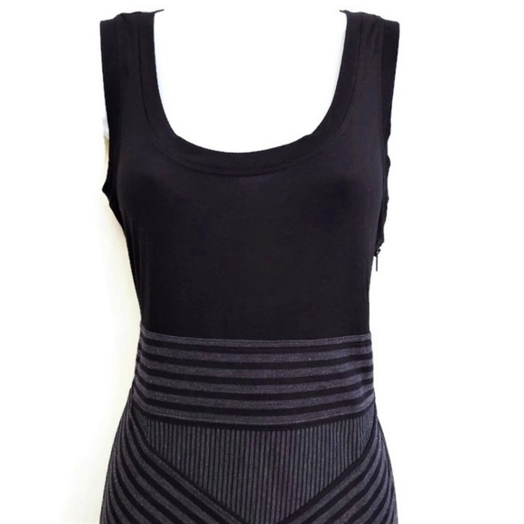 BCBGMaxAzria Dress Tank Side Zip Career Work Black Gray Jersey M - Picture 2 of 6